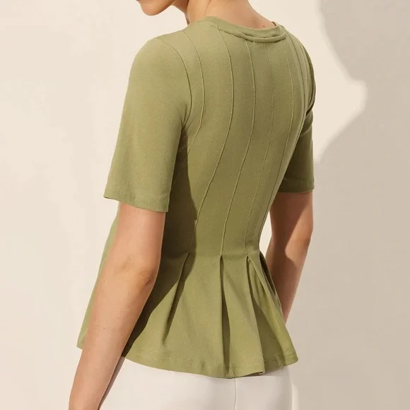 123 Pleated Peplum Ribbed Top - Picture 5 of 5